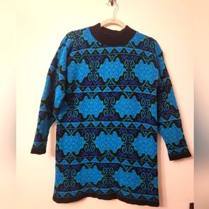 DANA SCOTT‎ VINTAGE KNIT METALLIC PRINT TIGHT KNIT SWEATER WOMEN SIZE MEDIUM